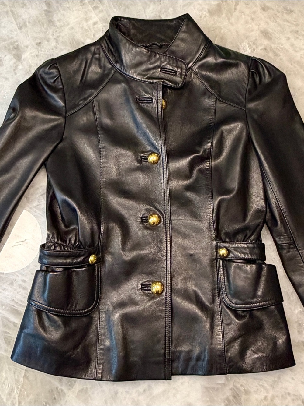 Milly lamb leather jacket with gold buttons